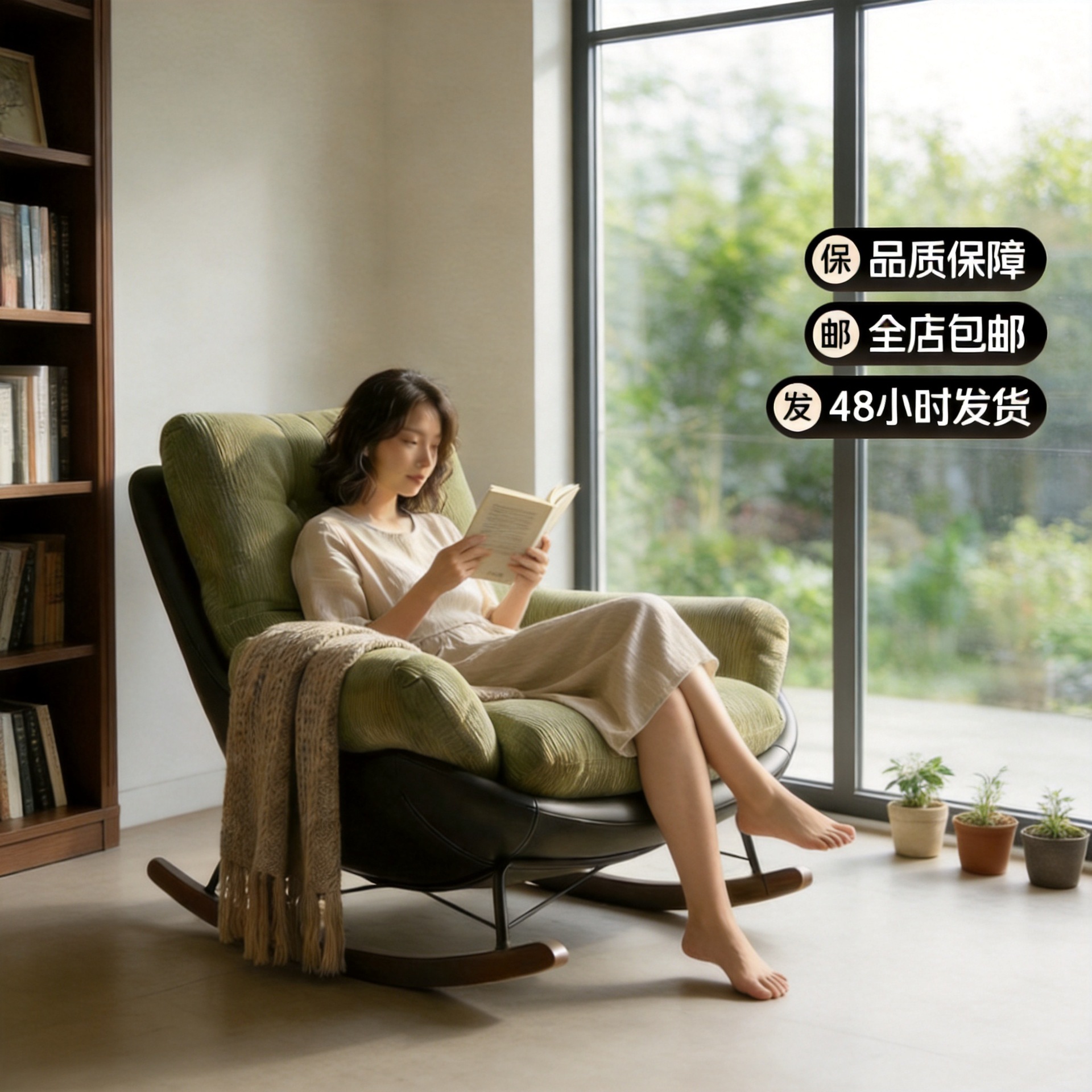 Rocking chair for adults, recliner for home living room, single sofa chair, vintage balcony lazy sofa rocking chair, nap chair