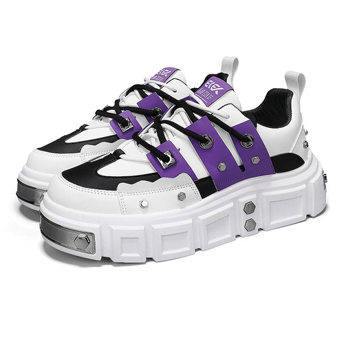 Manufacturer Direct Supply Men's Thick Heel Height Boost Board Shoes Personality Streetwear Trendy Breathable Dad Shoes Men Leather Surface Sports Men's Shoes