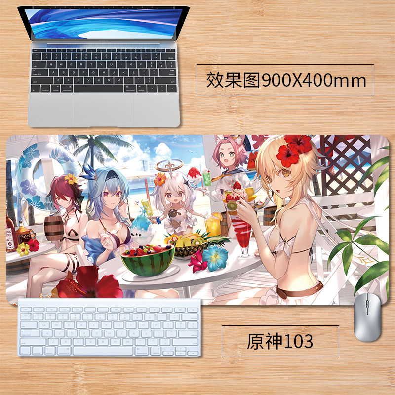 原神マウスパッド特大サイズ 男の子向け 厚手 ゲーミングキーボードパッド 滑り止め 縁取り加工 大型 学生 オフィス 大型デスクパッド|undefined