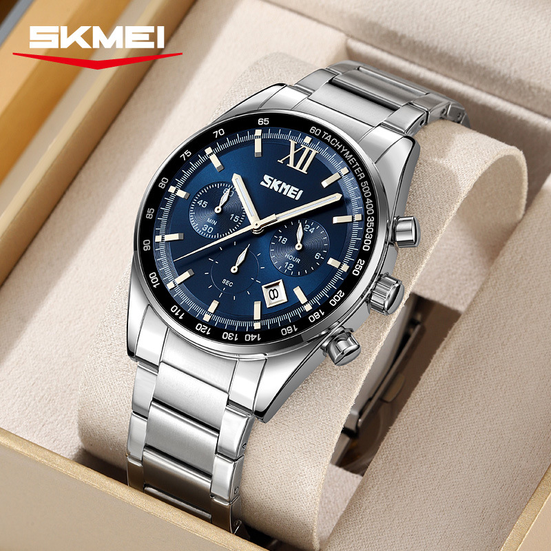 Reloj de negocios para hombres tres ojos seis agujas reloj de cuarzo multifuncional nocturna impermeable mayorista transfronterizo spot