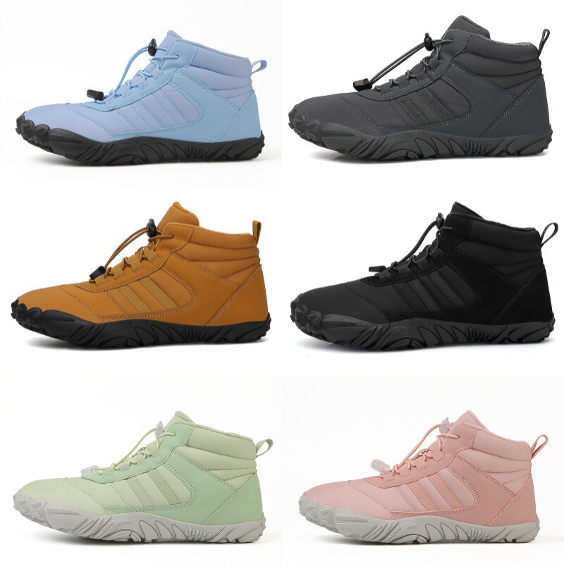 Cross-border New Winter Cotton Boots Men's Casual Barefoot Cotton Shoes Women's fleece-lined Thickened Snow Boots Couple's Warm Hiking Shoes
