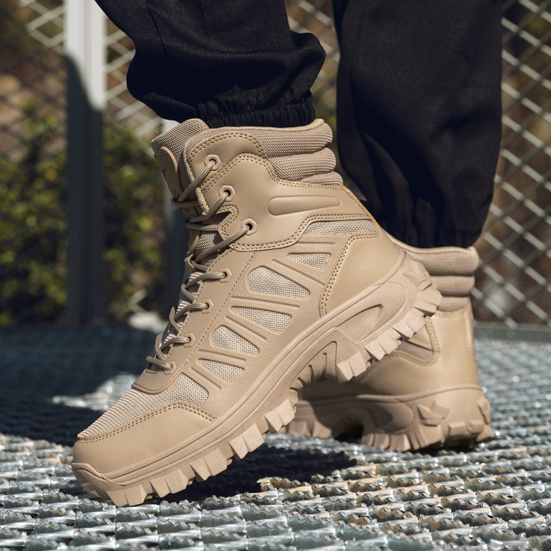 Botas tácticas de hombre grandes zapatos de entrenamiento de excursión al aire libre zapatos de entrenamiento negros de combate transfronterizos para hombres