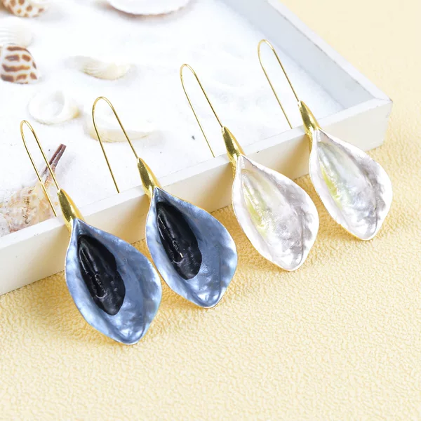 European and American Cross-Border Personalized Fashion Colorful Floral Long Ear Hooks with a Niche Elegant Thin Floral Exaggerated Earrings