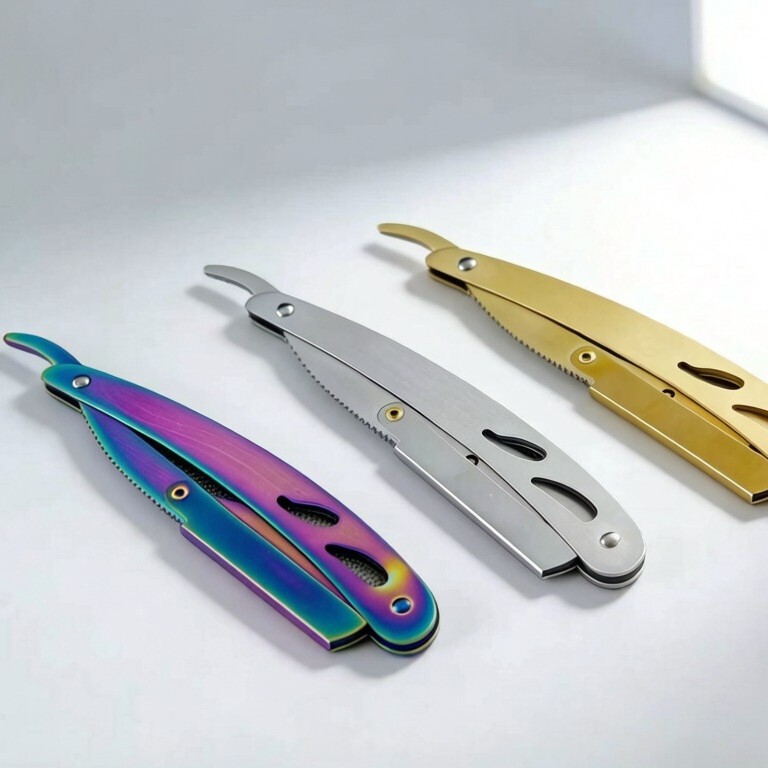 Multifunctional Stainless Steel Manual Razor, Foldable Old-Fashioned Shaving Razor, Hair Trimming Razor, Portable Tool for Barbershops