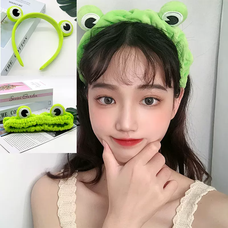 韩国风可爱动物青蛙发箍发带 女士卡通洗脸瑜伽头带皮筋发绳批发