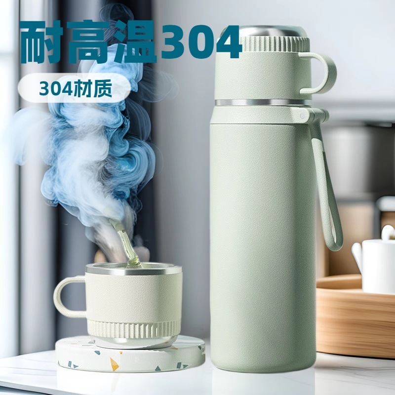 Chuangwu Society Taza de aislamiento térmico para niños, estudiantes de secundaria y secundaria 316 acero inoxidable taza de agua de paja especial para mujeres portátiles