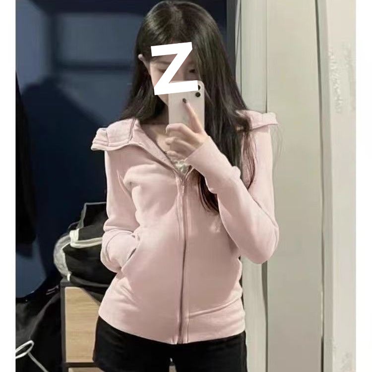 蓝色显白连帽开衫卫衣外套运动春秋季拉链修身显瘦女生修身瑜伽服|undefined
