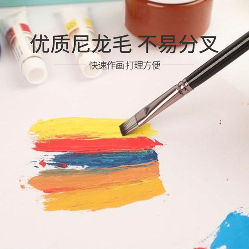 Amazon Cross-border 15-piece canvas paint brush set with nylon hair watercolor and tempera paint brushes, including a scraper and sponge