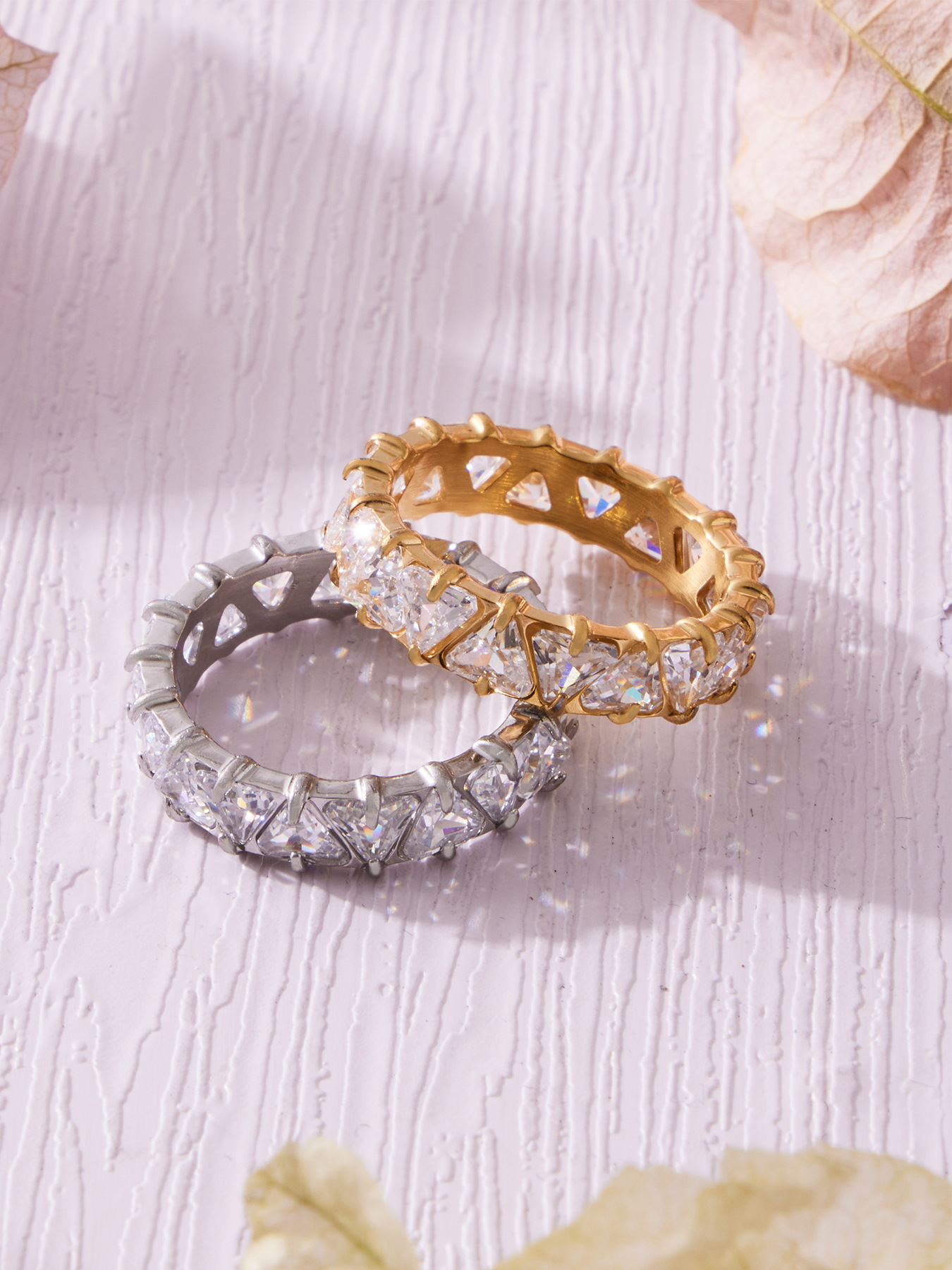 Elegant Exquisite Claw-set Triangular Zirconia Full-diamond Ring, Available Multiple Sizes, A Popular Fashion Stainless_voghion.com