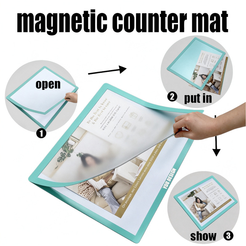 Customizable cross-border photo frame advertising table mats, easy to clean, replaceable, magnetic, rubber soft mats for counter display Customizable cross-border photo frame advertising table mats, easy to clean, replaceable, magnetic, rubber soft mats for counter display