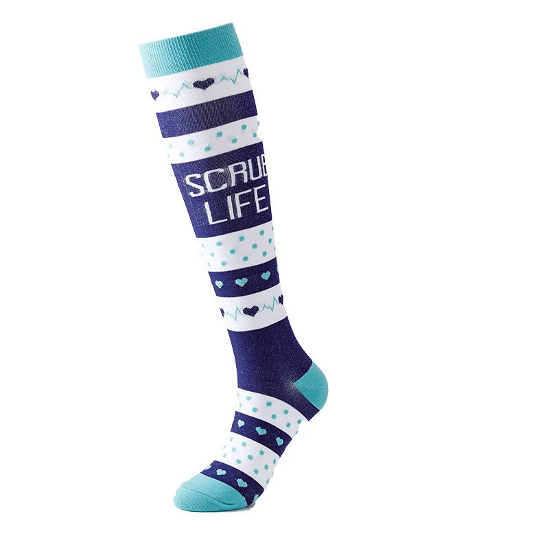 Compression Running Socks, Unisex Jacquard Knee-High Socks, Multiple Patterns, S/M & L/XL