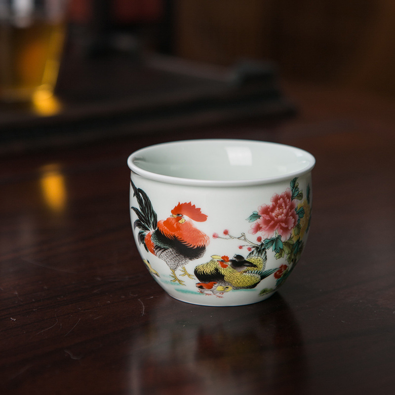 景德镇瓷茶杯白瓷主人杯陶瓷功夫茶具家用会客单杯品茗杯茶盏茶碗