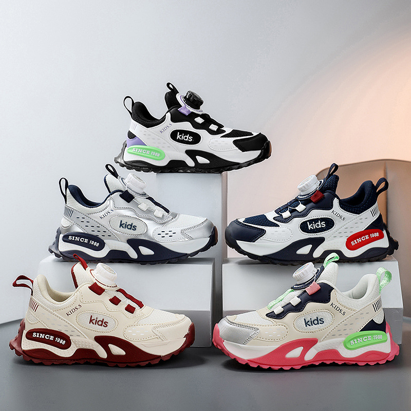 Zapatos de niñas 2025 nuevo otoño doble red zapatos de deporte transpirables para niños zapatos anti-deslizantes para niños grandes