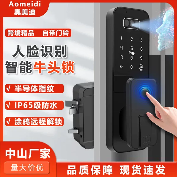 Smart Bullhead Lock, Waterproof Fingerprint Lock, Old-Fashioned Iron Door, Face Recognition Unlocking, Graffiti Remote Unlocking, Smart Door Lock