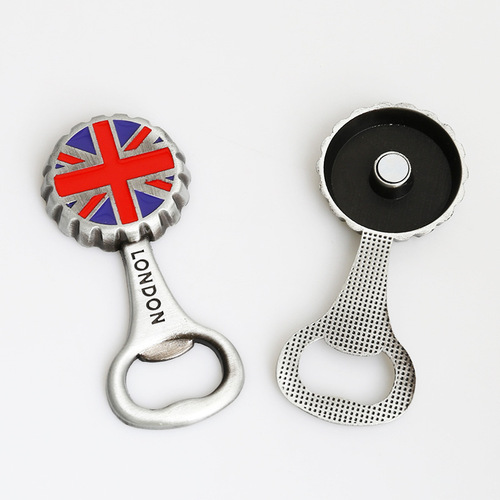 Zinc Alloy Antique Tin Oil-Dripping Bottle Opener & UK London Fridge Magnet—Dual-Use, Cross-Border Supply