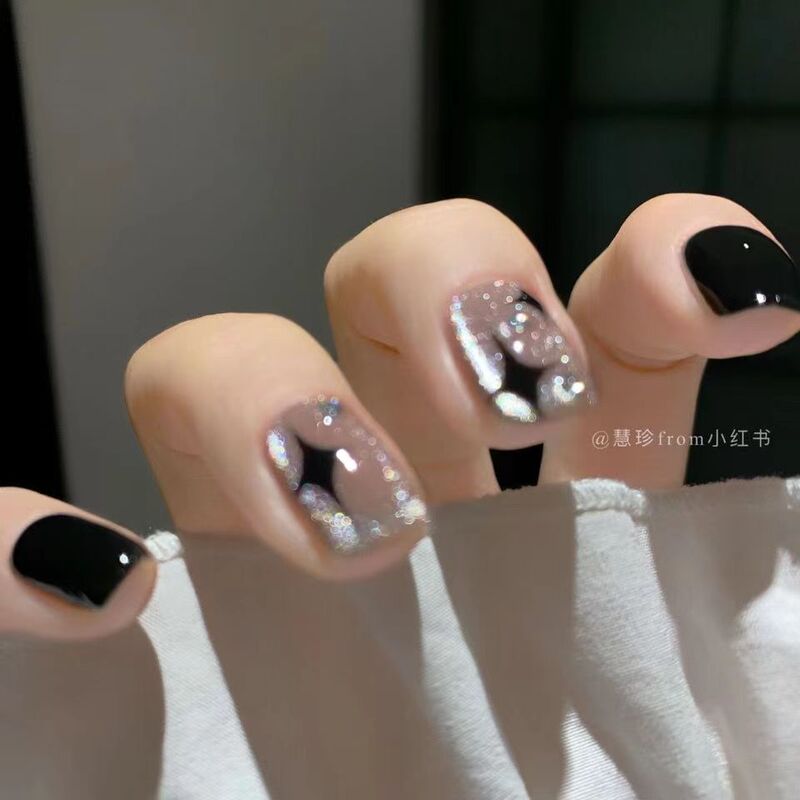 Nail Art Finished Nail Art Patch Student Fake Nail Wearing Nail Art Waterproof Black Sweet Cool Removable Reusable Nail Art Finished Nail Art Patch Student Fake Nail Wearing Nail Art Waterproof Black Sweet Cool Removable Reusable