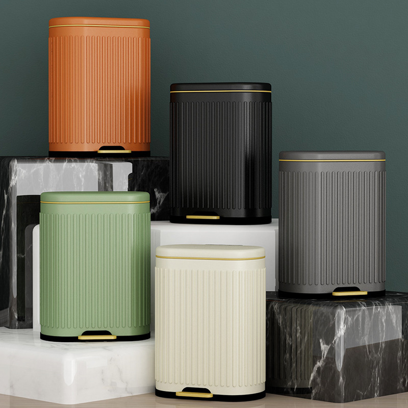 Xiaohongshu Toilet Hot Selling 1000+ Oval Pedal Stainless Steel Trash Can Silent Sealed Unscented Basket