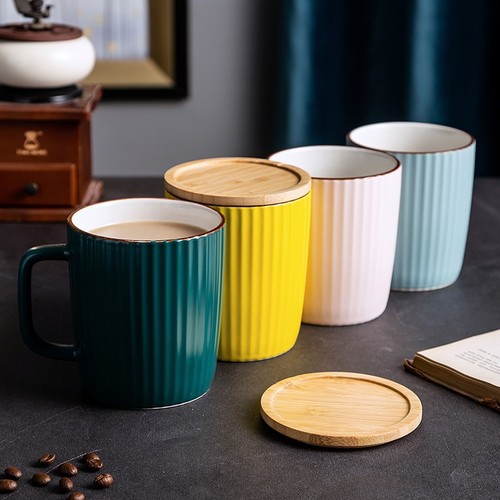 Mug with lid Nordic ins ceramic water cup home creative simple large capacity drinking cup manufacturer wholesale
