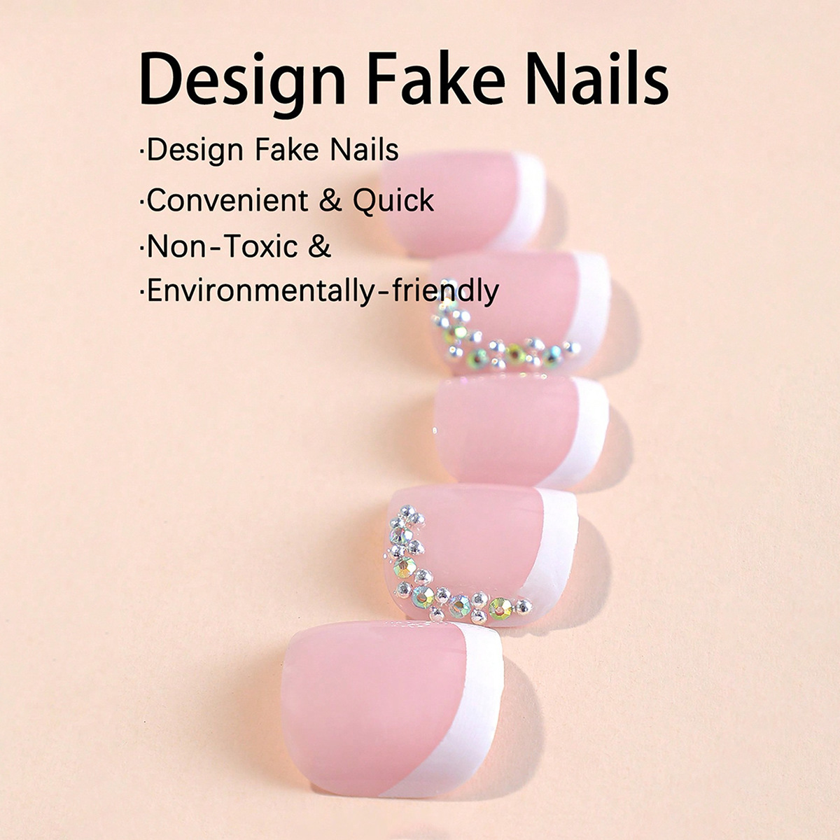 Uña de pie de alto nivel de sensación blanca francesa banda lateral perforación de pie corto Uña de pie Uña de pie de uso Uña falsa