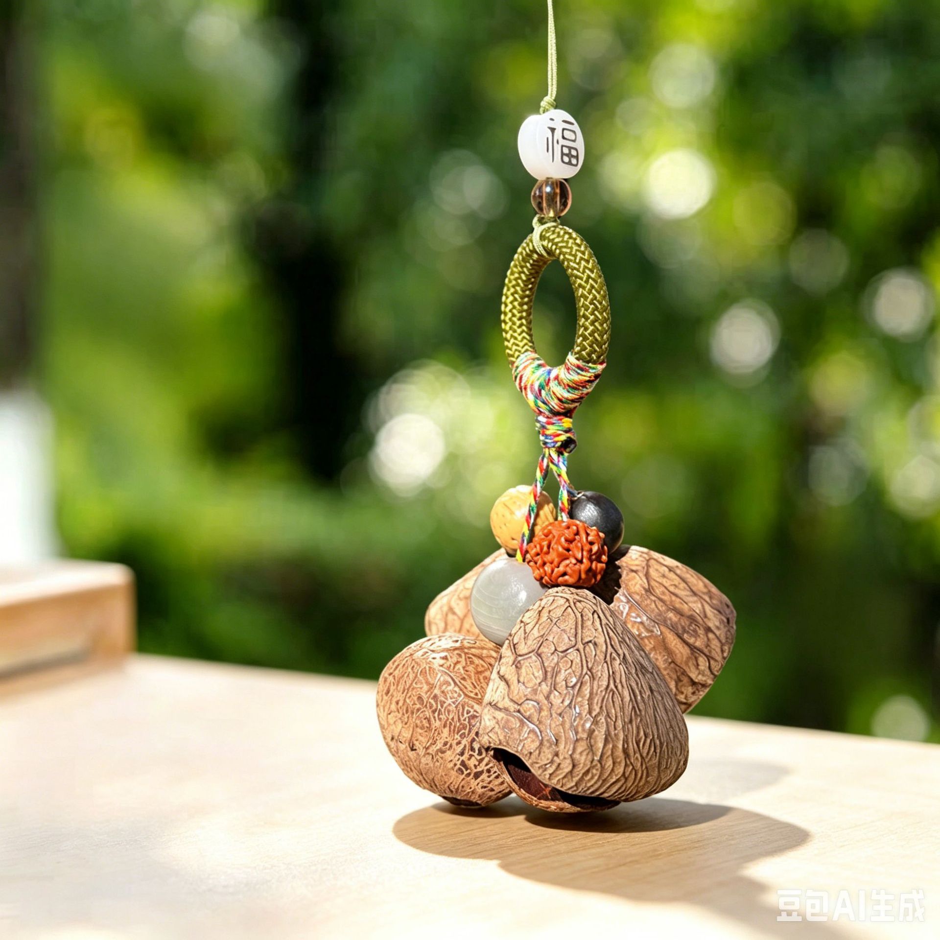 Forest-style natural fruit shell wind chime bag pendant, healing handmade finished product, car-mounted rattle, calming hanging ornament