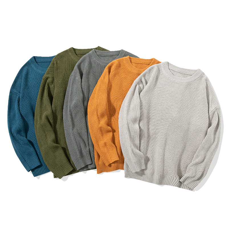 Men's Clothing Autumn and winter thick loose youth spot cotton round neck men's clothing loose casual knit sweater men_voghion.com