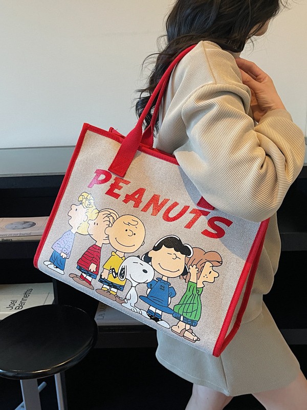 Bolsa de lona para mujeres 2026 nueva versión coreana de gran capacidad de mochila de viaje impresa de dibujos animados bolsas de mano de viaje
