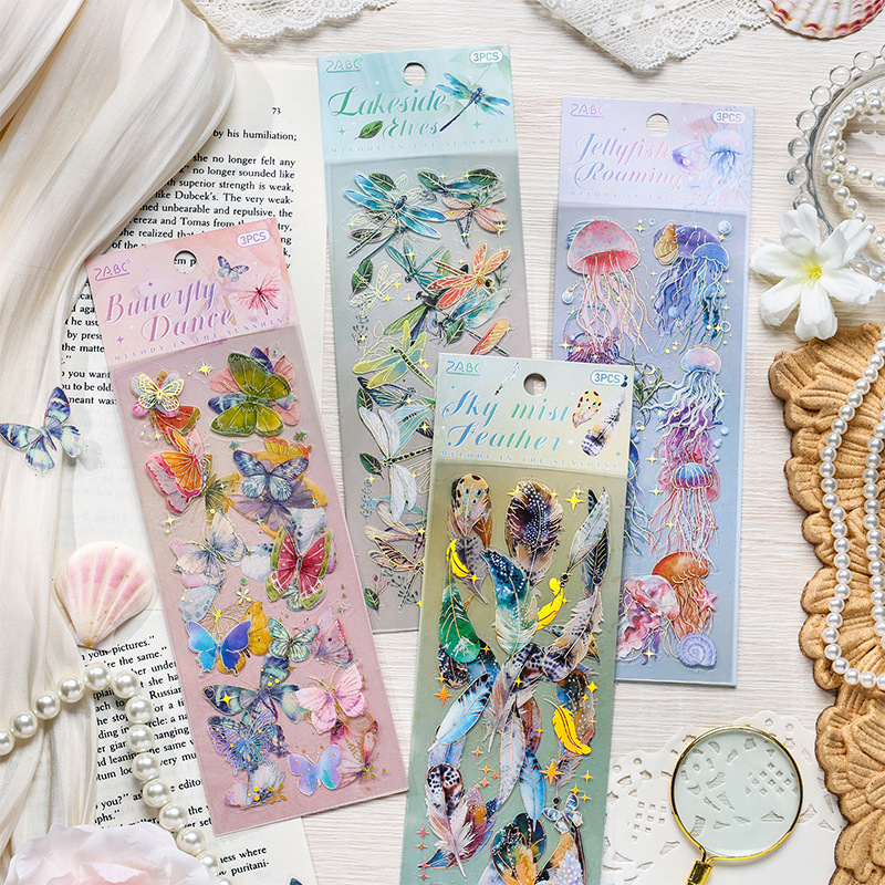 Inspiración itinerante transparente pegatinas de mascotas impermeables diy pegatinas de diario diario pegatinas láser retro transfronterizas pegatinas de animales