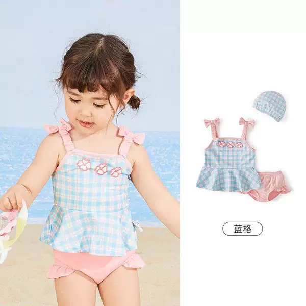 Children's Swimwear for Girls, Cute Two-Piece Strap Swimsuit for Toddlers, Stylish Korean-Style Swimwear for Young and Older Kids