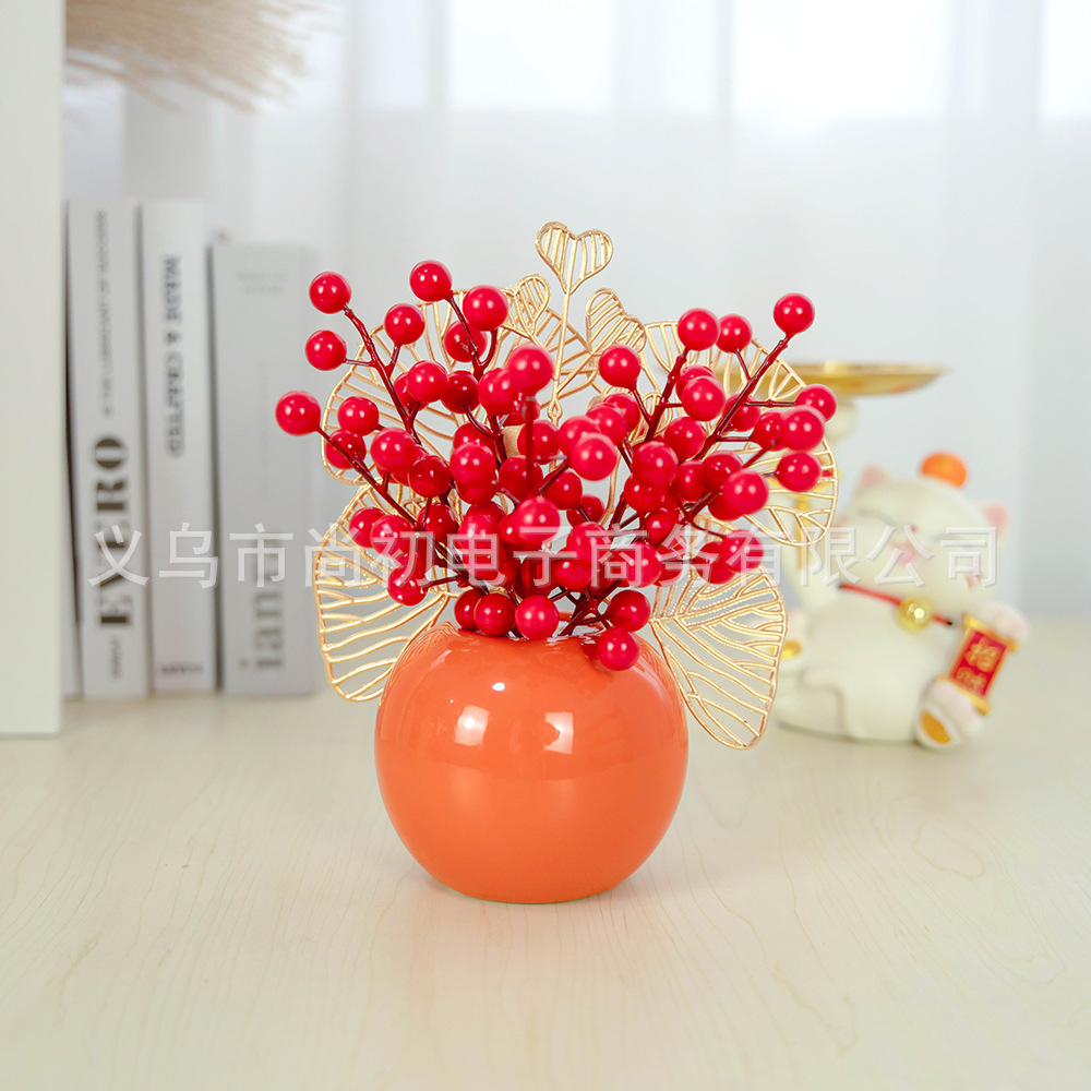 Accesorios de cubo de fortuna hojas doradas flor artificial hogar sala de estar inauguración de la casa de apertura decoración de la boda flor al por mayor