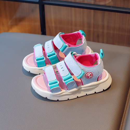 Summer Brand Children's Beach Shoes 2024 New Girls Velcro Casual Shoes Korean Style Boys Sandals
