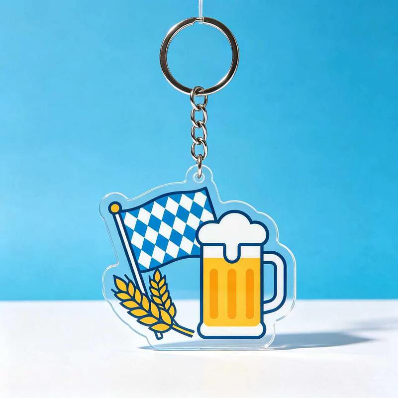 Halloween Oktoberfest Themed Keychain, Werewolf Magic Book, Bavarian Food Acrylic Pendant