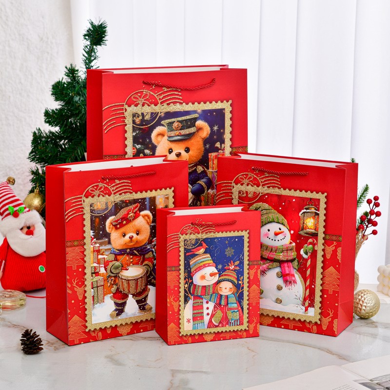 可爱圣诞小熊雪人礼品袋加厚大容量收纳袋节日礼物伴手礼包装袋子
