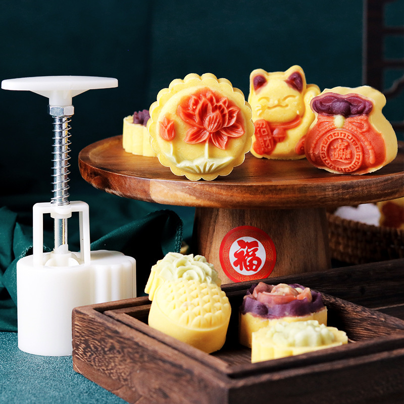 月餅の鋳型の家庭は緑豆の餅の模型の印具のエンボスをくっつけないで氷の皮のお菓子の流心の焙煎の砥石を作ります。|undefined