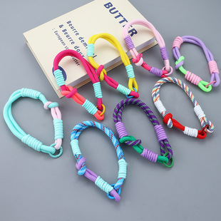 New Stitching Contrast Color Bag Bag Lanyard Mobile Phone Case Pendant Handmade Wrist Handheld Short Rope Decorative Rope