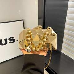Evening Bags2025新款时尚菱形金属单肩斜挎包女士手提链条晚宴包