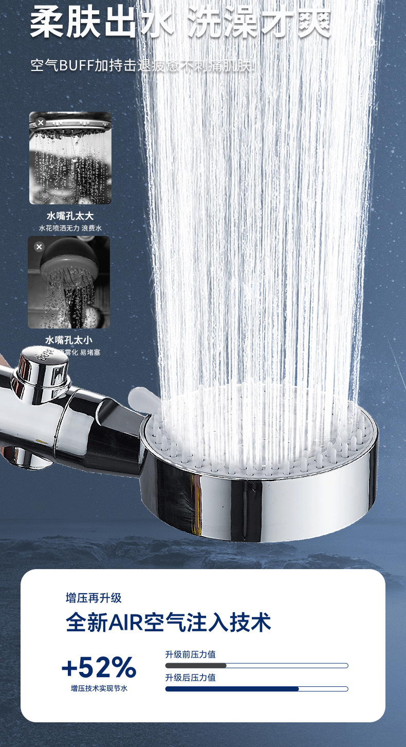 Pressurized shower head, shower filter, bath faucet, bathroom heater, bath hose stand, showerhead set Item Picture