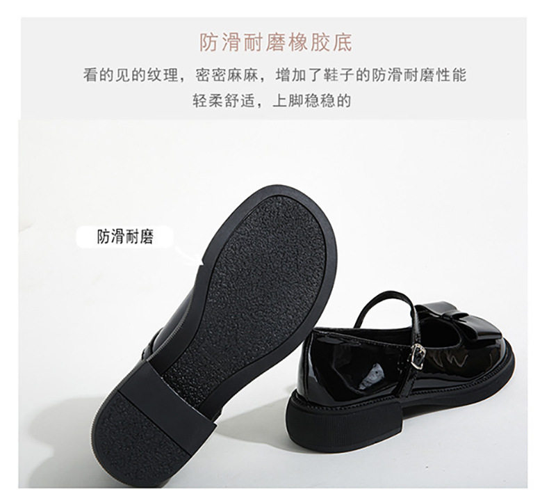 Giày Mary Jane nữ mũi tròn gót vuông thấp có nơ, phong cách Hàn Quốc, size lớn — Màu trắng, Màu đen chi tiết 12