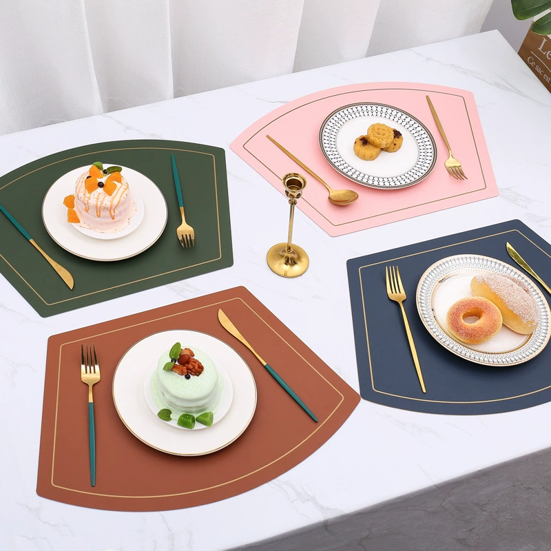 Round table fan-shaped Western food mat waterproof and oil-proof table mat heat insulation mat high temperature resistant coaster bowl plate mat heat insulation and anti-scalding