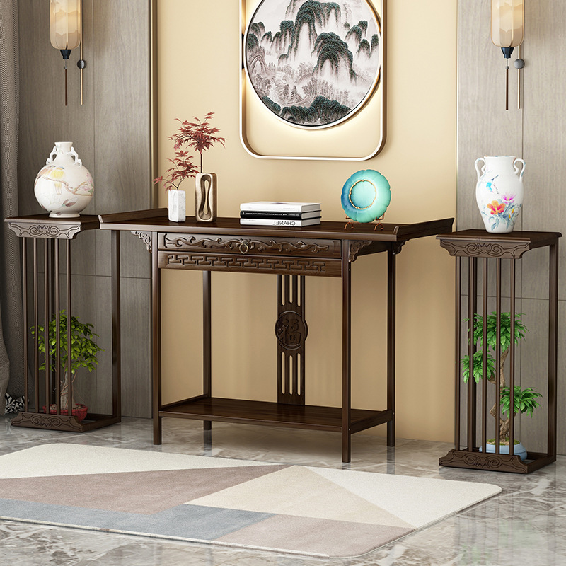 Nuevo estilo chino pasillo Mesa Luz de lujo puerta piso hogar partición gabinete escritorio tira Mesa madera maciza pasillo gabinete Escritorio image 2