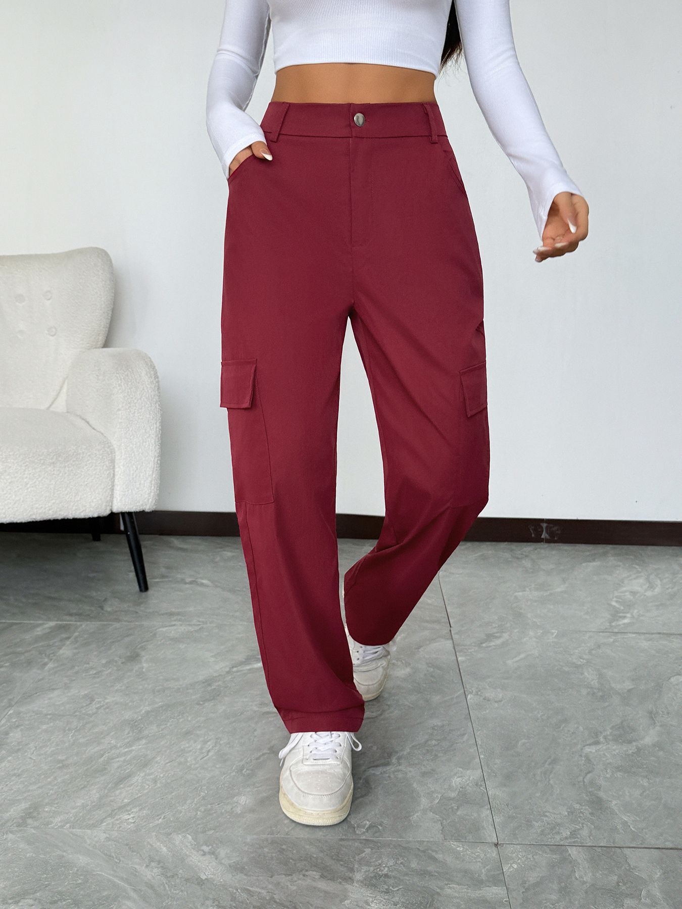 Pantalones cargo holgados de cintura alta con múltiples bolsillos, estilo urbano para mujer, ropa femenina, Amazon 2026