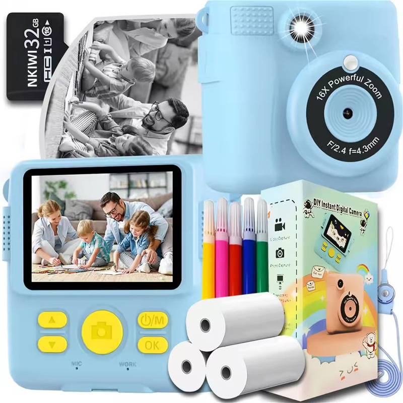 Cross-border Poroflo Portable Thermal Printing Camera Kids Shot-and-Play Auto Focus Poroflo Camera