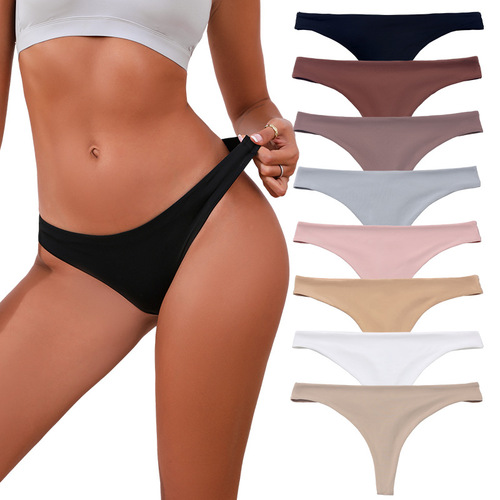 European and American low-waist pure cotton plus-size seamless women's panties nude feel one-piece sexy thong T-pants for women