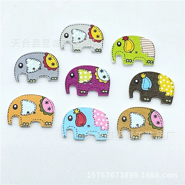 Слон мультяшная Кнопка мультяшная деревянная пуговица нарисованный слон пуговица 50 в упаковке
