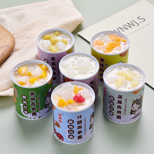 Box of 6 Canned Fruit Yogurt with Sago in 6 Flavors - Factory Direct Sales and Shipping