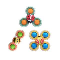 跨境兒童小孩寶寶手指按壓旋轉陀螺動物造型吸盤轉轉樂玩具批發