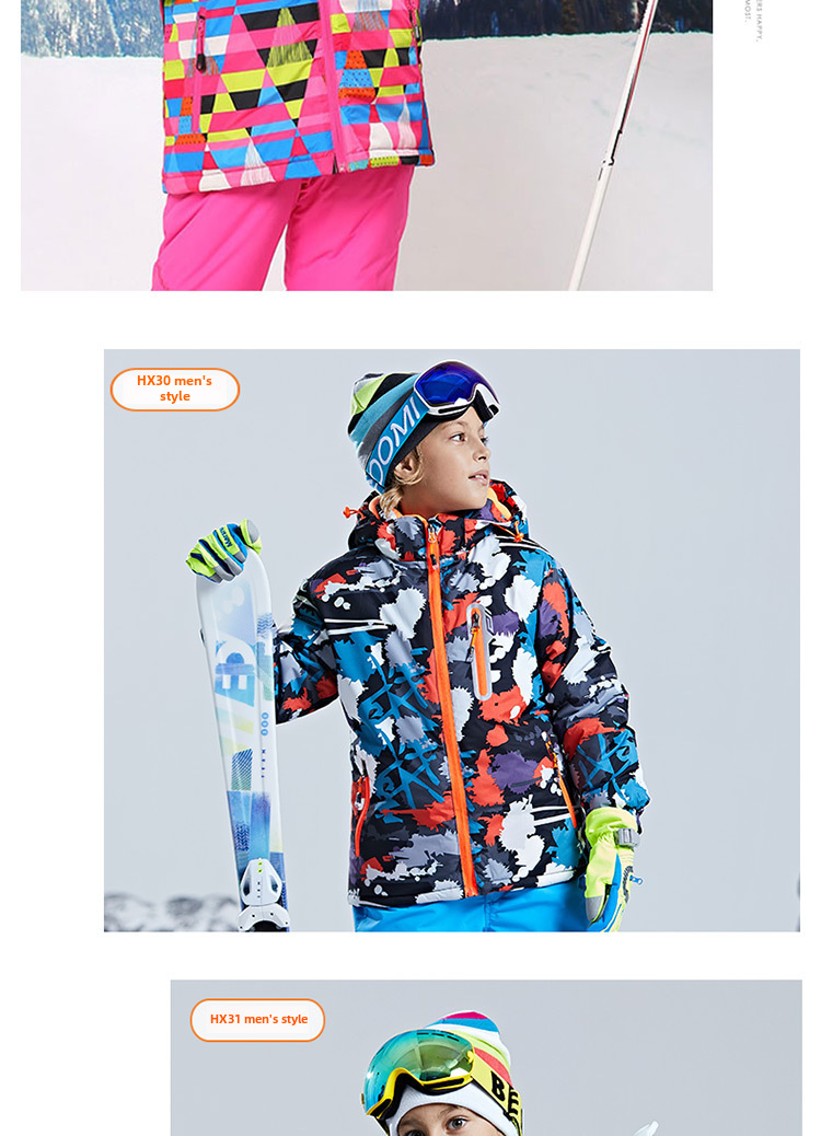 Giacca da sci per bambini impermeabile calda imbottita_voghion.com