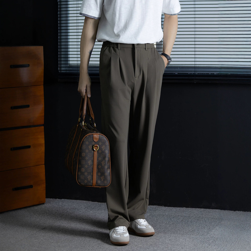 2026 Summer High-Elastic Nylon Men's Casual Dress Pants with Drape Effect, Skin-Friendly, Business Versatile, Straight-Leg, Stain-Resistant, Premium Quality