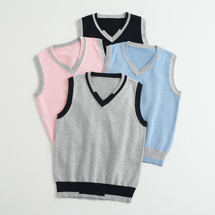 Children's Vest, Preppy Style, Girls' Sweater, Older Kidsren's Cotton School Uniform Sweater, Boy's and Baby's Wool Knitted Vest