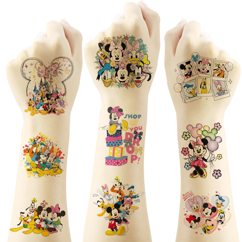 Children's Mickey Mouse Friend Tattoo Stickers Cartoon Tattoo Stickers Water Transfer Disposable Tattoos Birthday Party Stickers