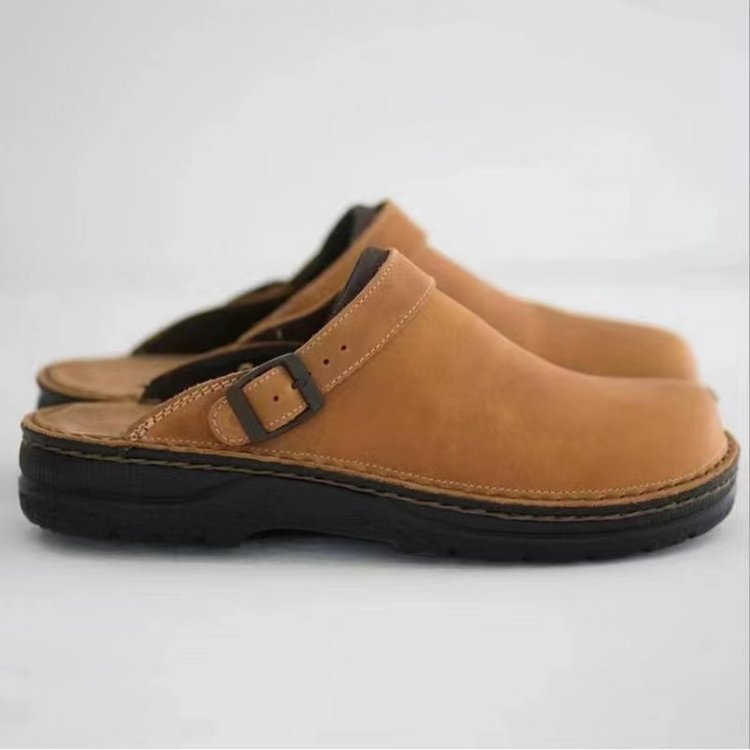Damesschoenen platte wighak grote vierkante kop achterkant lege ondiepe pantoffels heren casual all match grote maat enkele schoenen spot_voghion.com